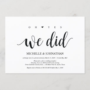oh sí, hicimos tarjetas de invitación para elopeme