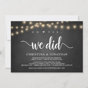 Oh sí, lo hicimos, Invitación de boda de fuga rúst