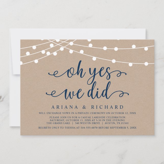 Oh sí, lo hicimos, Invitación de Boda para Fiesta  (Anverso)