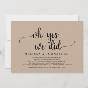 Oh Sí, Lo Hicimos, Invitación de Boda Rústica y Fi