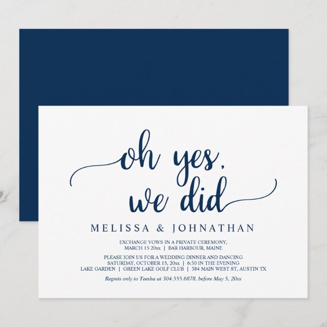 Oh sí, lo hicimos, invitación de fiesta de boda fu (Anverso / Reverso)