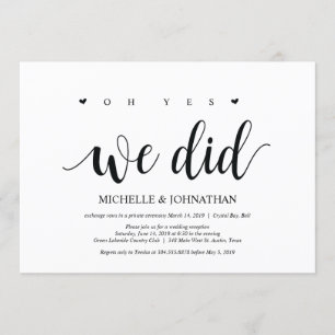 oh sí, lo hicimos, tarjeta de invitación de boda f