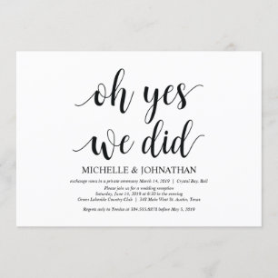 oh sí, lo hicimos, tarjeta de invitación de boda f