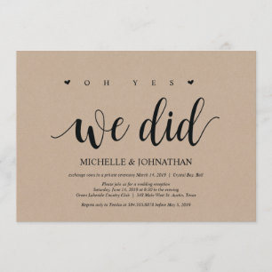 oh sí, lo hicimos, tarjeta de invitación de boda f