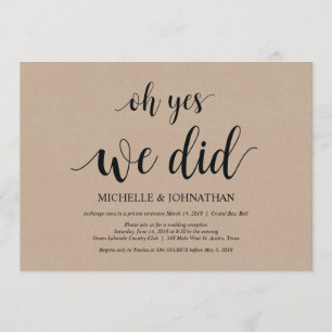 oh sí, lo hicimos, tarjetas de invitación para fug