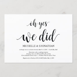 oh sí, lo hicimos, tarjetas de invitación para fug