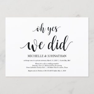 oh sí, lo hicimos, tarjetas de invitación para la