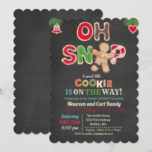 Oh Snap Gingerbread Cookie Invitación Baby Shower (Anverso / Reverso)