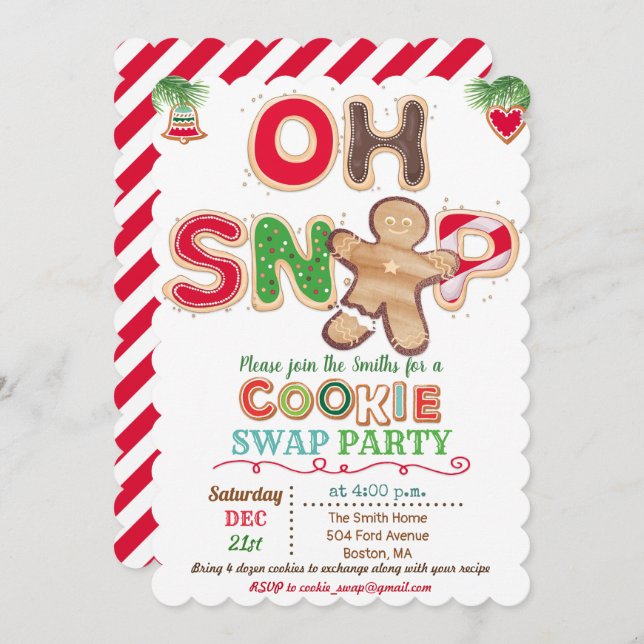 Oh Snap Gingerbread Man Cookie Exchange Invitación (Anverso / Reverso)