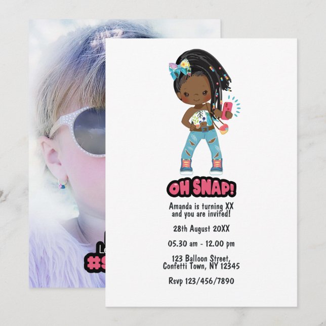 ¡Oh Snap! Tarjeta de cumpleaños infantil con temát (Anverso / Reverso)