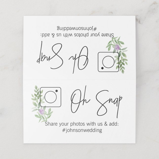 OH SNAP Tarjeta de mesa plegada #etiqueta lavender (Exterior desplegado)