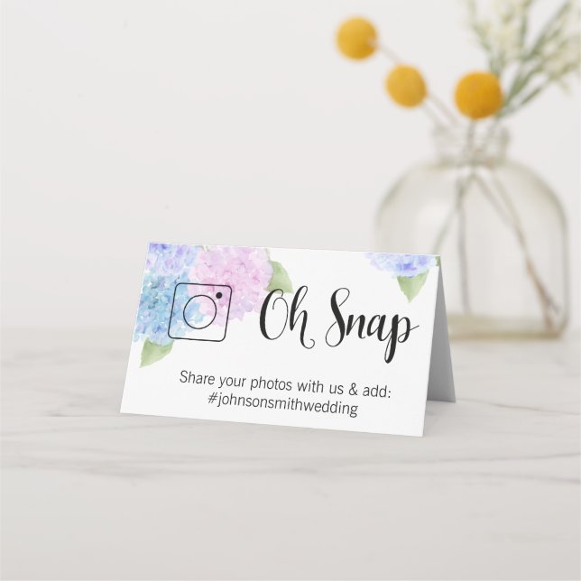 OH SNAP Tarjeta de mesa plegada #hashtag hidrangea (Anverso)