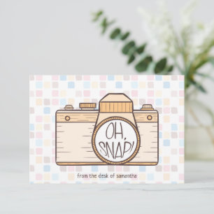 ¡Oh Snap! Tarjeta de nota de cámara amarilla en co