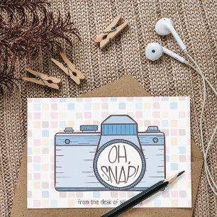 ¡Oh Snap! Tarjeta de nota de cámara Blue Pastel
