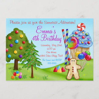 Oh Sweet Candy Land Birthday Cupakes Invitaciones