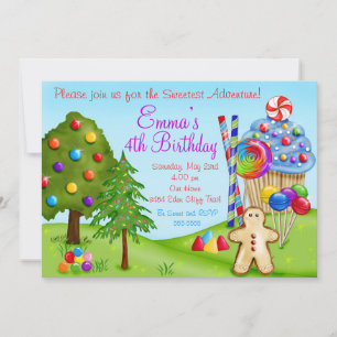Oh Sweet Candy Land Birthday Cupakes Invitaciones