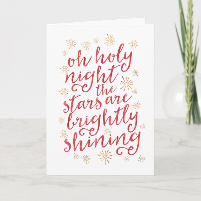 Oh Tarjeta de Navidades de oro y acuarela de la no (Anverso)