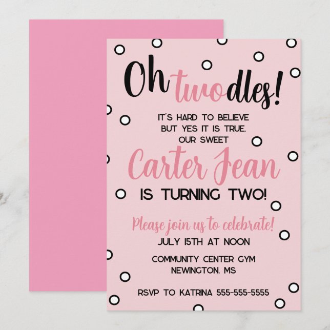 Oh Twodles Second Birday Pink Fiesta (Anverso / Reverso)