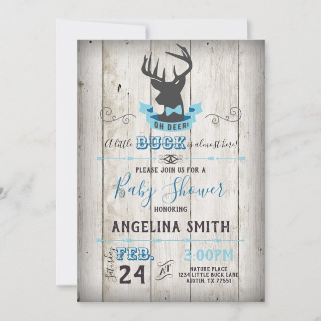 Oh venado Baby Shower Pequeña invitación de pelota (Anverso)