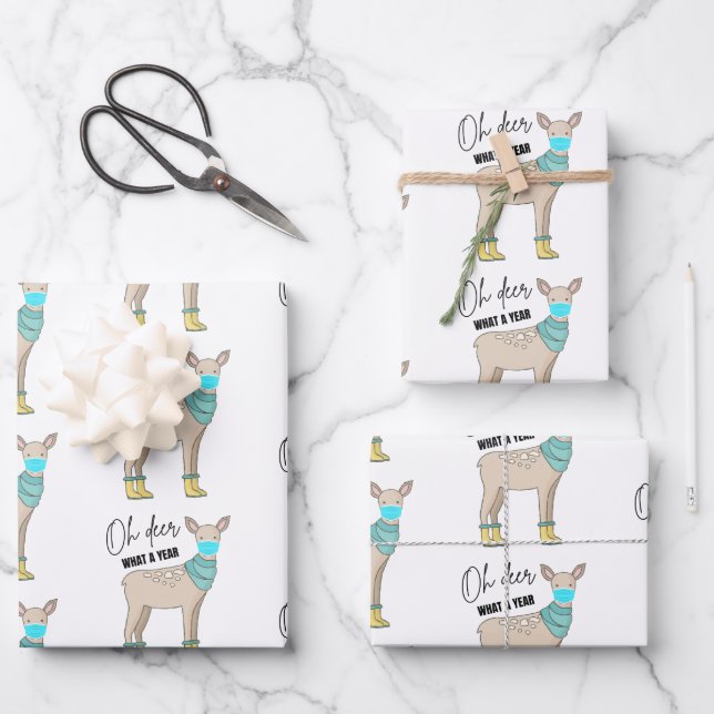 Oh Venado Qué Un Año Envolver Hojas De Papel (Anverso)