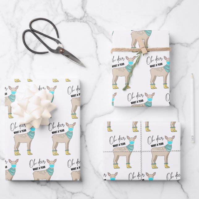 Oh Venado Qué Un Año Envolver Hojas De Papel (Anverso)