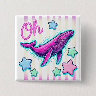 Oh Whale Botón de Pin Costero Divertido