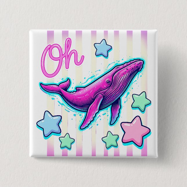 Oh Whale Botón de Pin Costero Divertido (Anverso)