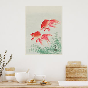 Ohara Koson Dos Peces Dorados con Velo - Póster de