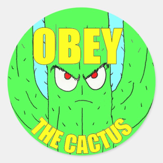 Ohbey El Pegatina Redondo De Cactus (Anverso)