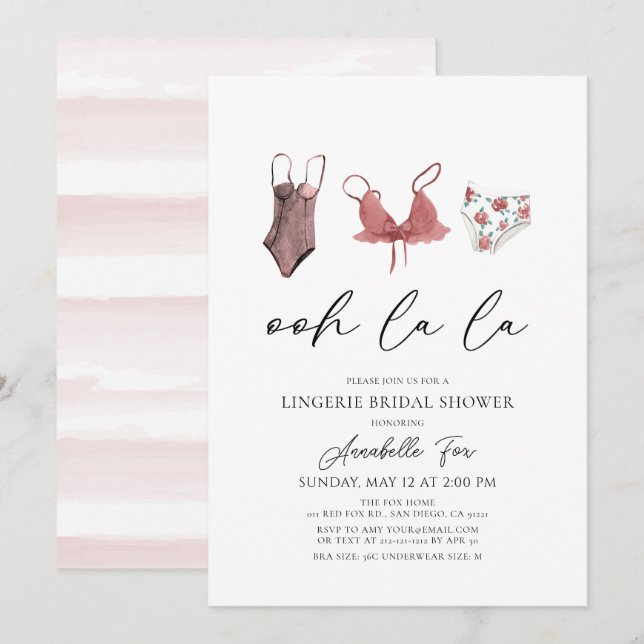Ohh La Lingerie Bridal Shower Invitación (Anverso / Reverso)