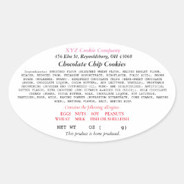 Ohio Cottage Food Law Etiqueta de panadería