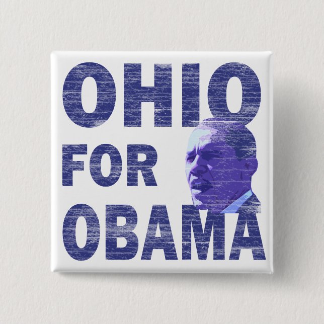 Ohio para el botón cuadrado de Obama Pinback (Anverso)
