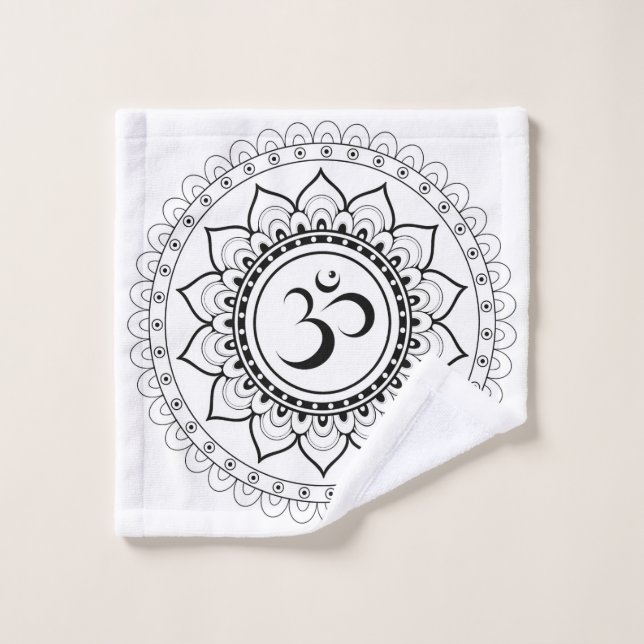 Ohm Mandala Om Mandala Blanco y Negro (Toallita)