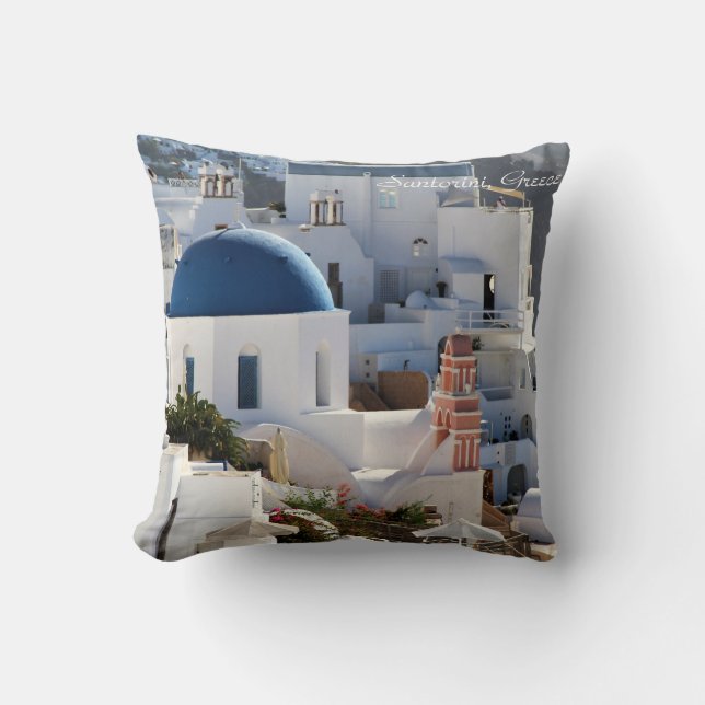 Oia, Santorini Grecia, fotografía, almohada (Anverso)