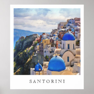 Oia, Santorini. Grecia. Pintura al óleo. Impresión