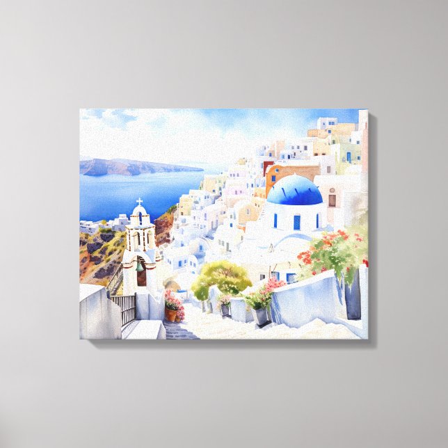 Oia, Santorini - Impresión de tela estirada (Anverso)