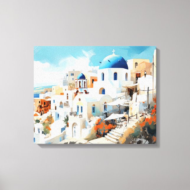 Oia, Santorini - Impresión de tela estirada (Anverso)