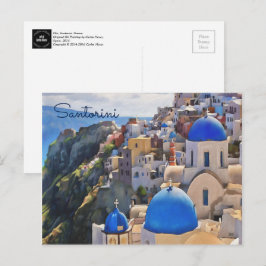 Oia, Santorini. Postal de pintura de Grecia