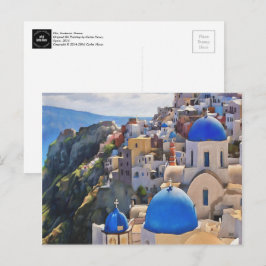 Oia, Santorini. Postal de pintura de Grecia