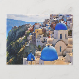 Oia, Santorini. Postal de pintura de Grecia