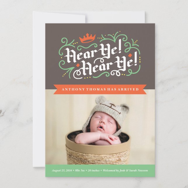 ¡Oíd! ¡Oíd! Anuncio de nacimiento en carbón (Anverso)