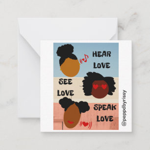 Oiga el amor, vea el amor, hable la tarjeta plana