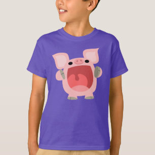 "OINK!!!" Camiseta de cerdo de dibujos animados pa