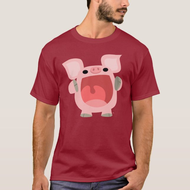 "OINK!!!" Camiseta linda del cerdo del dibujo (Anverso)