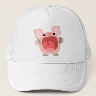 "OINK!!!" Gorra lindo del cerdo del dibujo animado