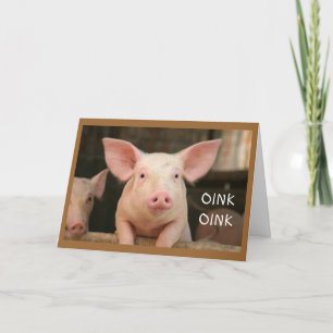 OINK OINK= FELIZ CUMPLEAÑOS EN TARJETA DE IDIOMA P