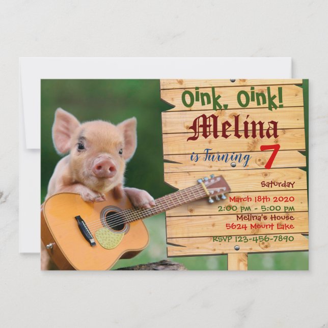 Oink, Oink, invitación a la fiesta de los cerdos d (Anverso)