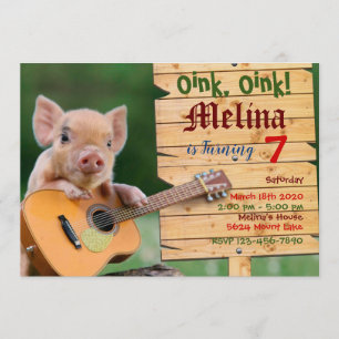¡Oink, Oink! invitación a una fiesta de cerdo de g