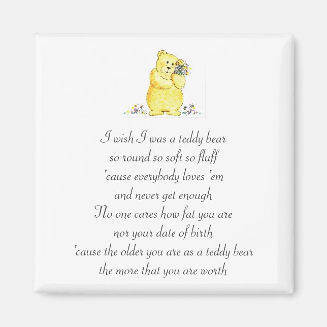 Ojalá Fuera Un Imán De Poema De Oso De Teddy (Frente)