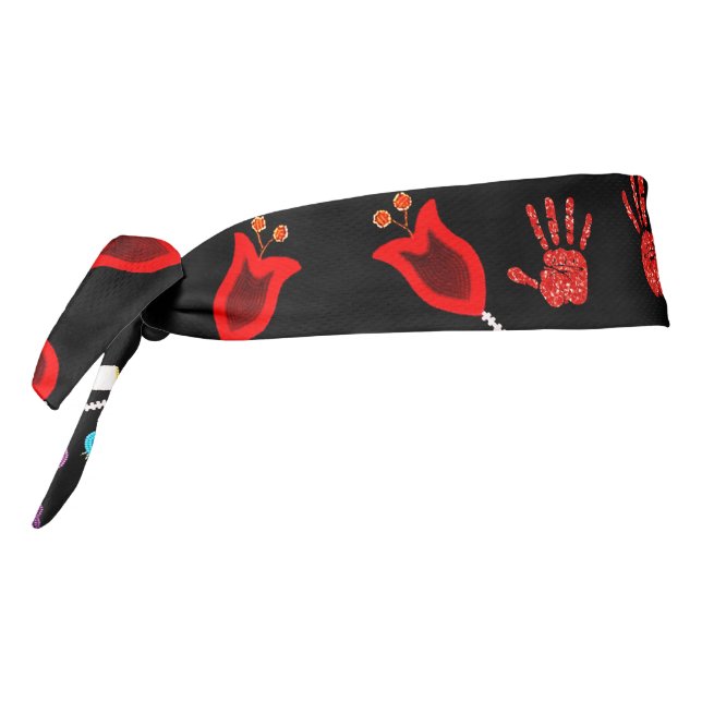 Ojibwe Nativo Motif Floral MMIW Negro (Girar 270)